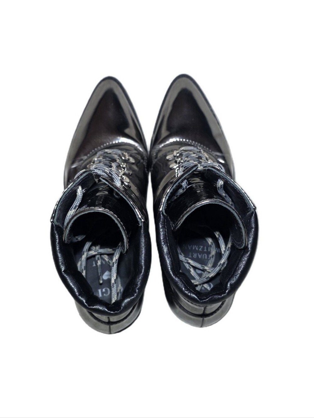 Stuart Weitzman x Gigi Hadid "Gigi Boot" Iron Specchio Metallic Size 8 - Picture 12 of 13
